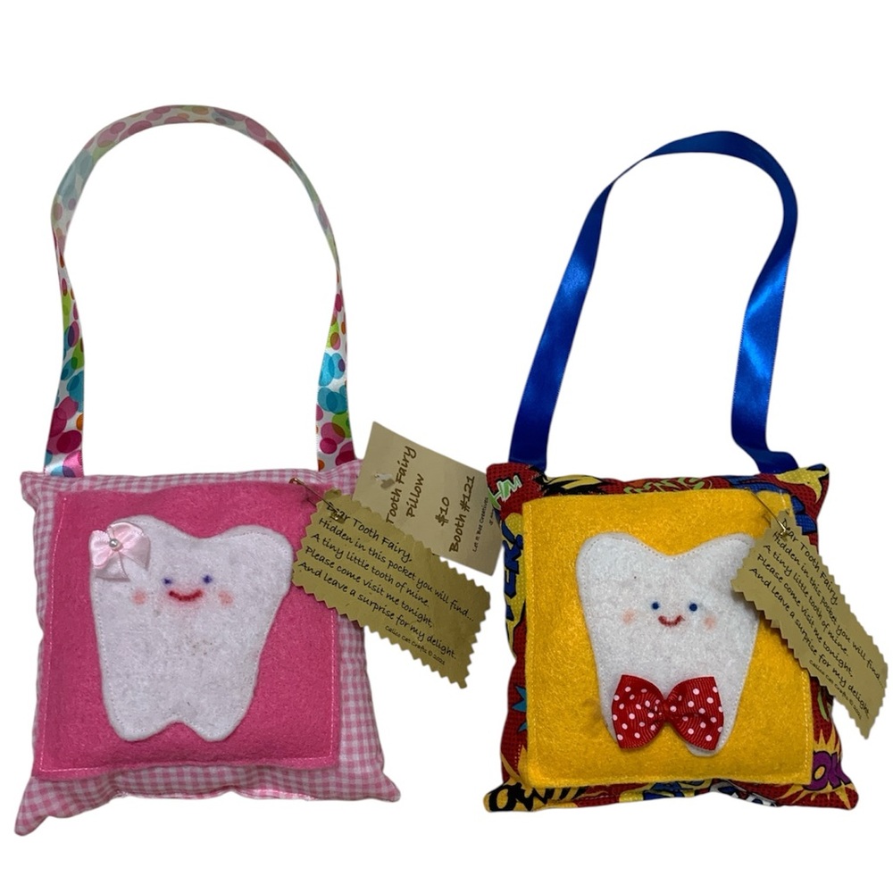 Calico Cat Crafts Tooth Fairy Pocket Pillow Door Hanger Boy & Girl Bundle Set